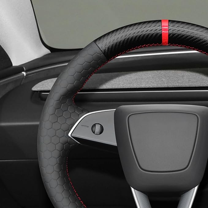 MEWANT DIY Stitching Steering Wheel Cover Wrap for Tesla Model 3 Highland 2023-2025/Model Y 2025 Highland for Tesla Model 3/Model Y Accessories