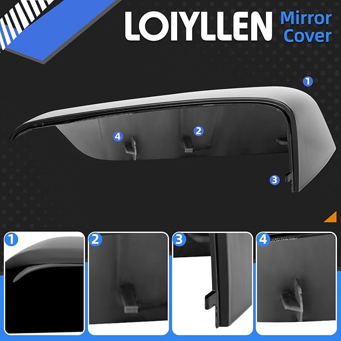 Driver Side Mirror Cover Replacement for Chevrolet Chevy Malibu 2016 2017 2018 2019 2020 2021 2022 2023 2024 2025 - Left Side Mirror Covers, Rear View Mirror Cap Accessories Black