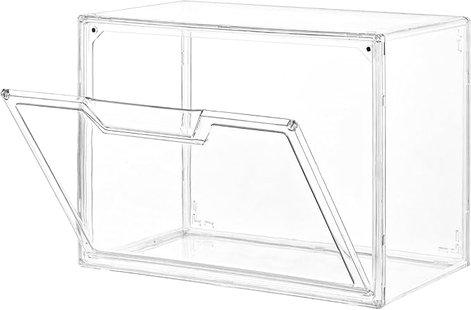 Freebat Stackable Storage Bins,Clear Acrylic Display Case, Acrylic Boxes with Lids, Stackable Storage for Handbags & Purse, M