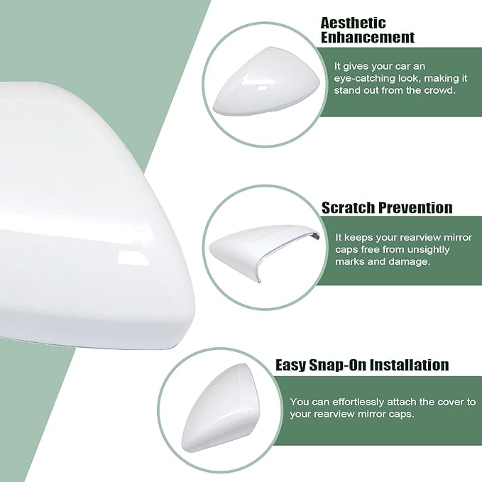 Front Right White Exterior Mirror Covers, Fit for Chevy Cruze 2017 2018 2019 Passenger Side Door Rearview Mirror Cover Caps