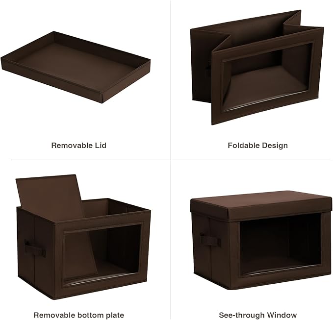 Homsorout Collapsible Storage Bins with Clear Window - Clothes Organizers and Storage, Decorative Boxes with Lid, Fabric Stor