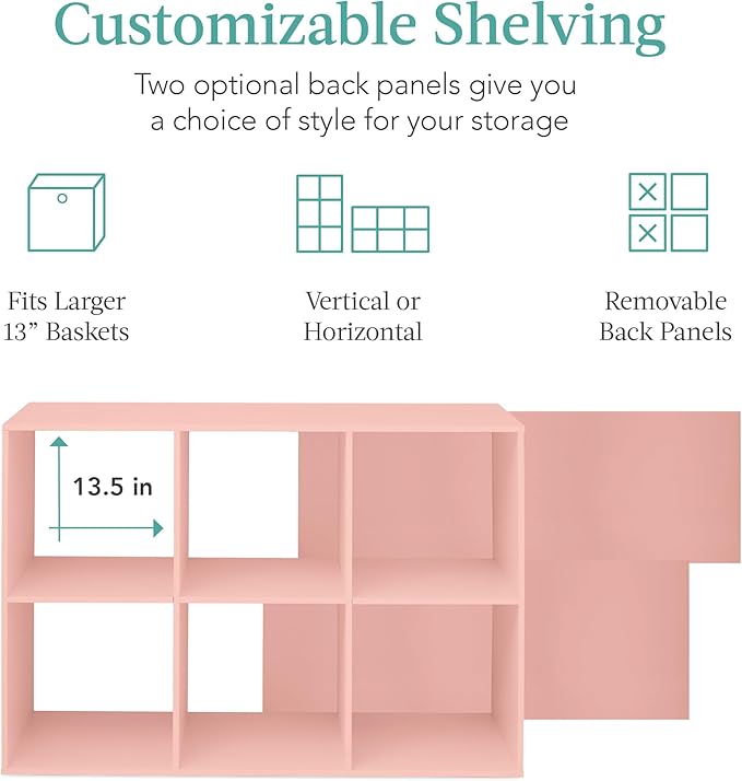 Best Choice Products Kids Bookcase 6-Cube Storage Organizer, 13.5in Shelf Opening, Bookshelf, Toy Storage, Customizable w/ 3 