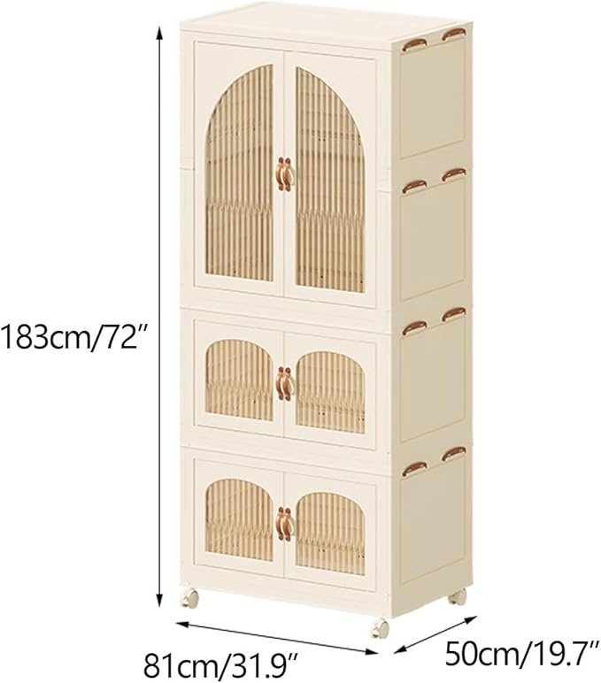 Heavy Duty Clothes Rack - Portable Foldable Wardrobe with Hanging Space on Wheels for Bedroom, Dorm, or Laundry Room Use, 81x