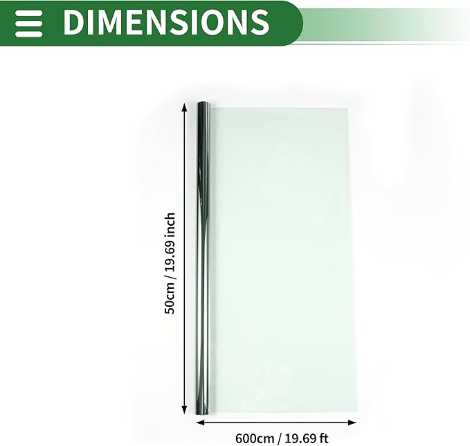 Motoforti Universal Car Window Tint Film Privacy Film 19.69 ft x 19.69 Inch Carbon 2 PLY PET Green 1 Pc VLT 81% IRR 14% UVR 30%