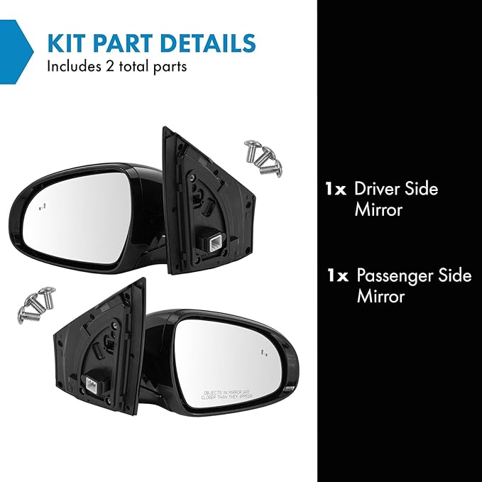 TRQ Driver and Passenger Side Mirror Set Power Heated Power Folding Paint to Match Compatible with 2017-2019 Kia Sportage