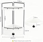 2-Tier Corner Bathroom Counter Organizer with Drawer & Embedded Screw Holes - Wooden Countertop Organizers for Skincare, Make