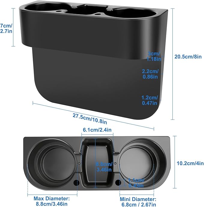 EEEKit Car Cup Holder, Car Seat Seam Wedge Cup Holder, Cell Phone Storage Organizer, Multifunction Glove Box Organizer