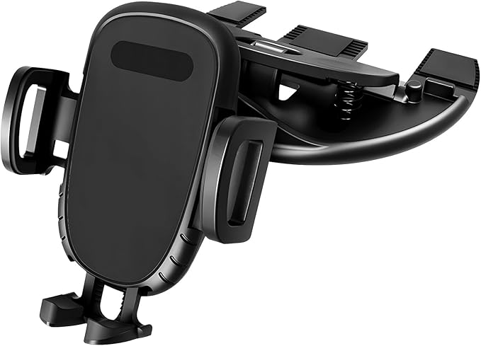 Cell Phone Holder for Car, Hands-Free One Button Release Cellphone Mount for CD Player, 360 Degree Rotatable Auto CD Slot Holder for All Smartphones, Car Accessories