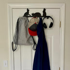 Evelots Over The Door 4 Hook Towel/Coat Rack Hanger Organizer, Kitty Cat Design-Easy No Tool Installation-Black Iron-Holds 20