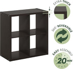 Furinno CUBICLE Book Shelf, 4-Cube Bookshelf, Extra Thick Frame Reversible Bookcase with Open Back, 14.6" x 30" x 30", for Li