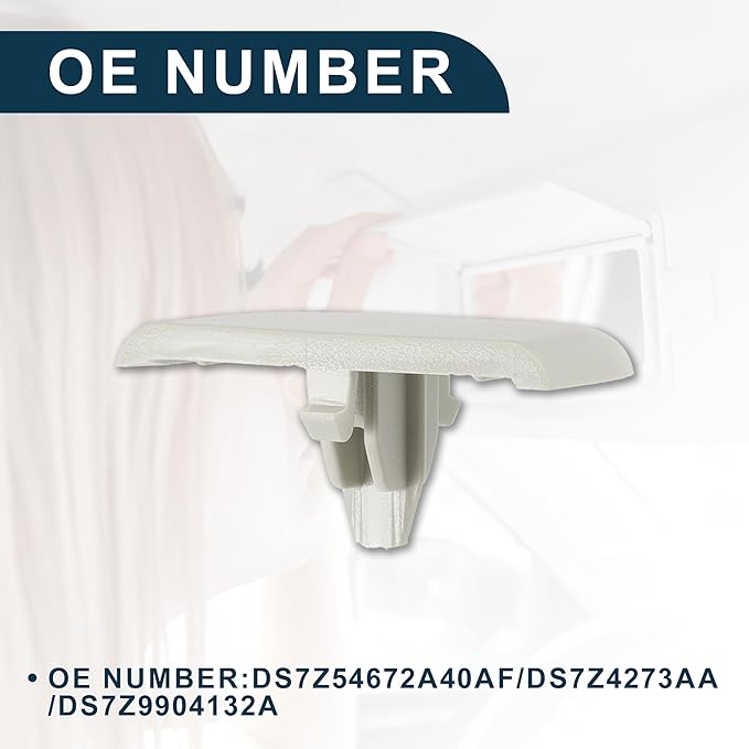 Makeup Mirror Cover Sun Visor Cap Clip for Ford Edge Robust No.DS7Z54672A40AF | Inner Sun Visor Bolt Cover Grey White with Flat Pry Bar 1 Set