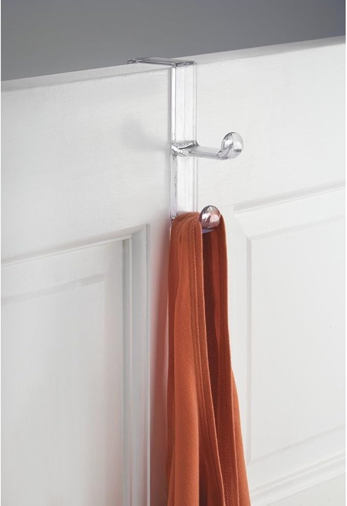 InterDesign Over Door Organizer Hook for Coats, Hats, Robes, Clothes or Towels – Double Hook, Clear, Pack of 3