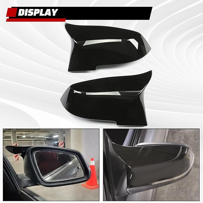 ECOTRIC Door Mirror Caps Side Mirror Covers Compatible with BMW F20 F21 F23 F30 F31 F32 F33 F34 F36 F87 X1 E84 Glossy Black Rearview Replacement for 51167292745 51167292746 51162222543 51162222544