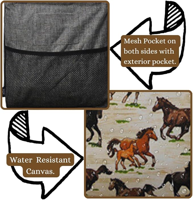 NGIL Extra Large Utility Tote Reusable Grocery Organizing Bag Oversized Collapsible for Storage, Picnic,Car, Beach (Wild Horse-black)
