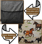 NGIL Extra Large Utility Tote Reusable Grocery Organizing Bag Oversized Collapsible for Storage, Picnic,Car, Beach (Wild Horse-black)