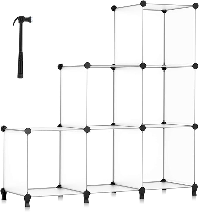 HOMIDEC 6-Cube Storage Organizer, Closet Organizer Storage Shelf Bookcase Bookshelf with Metal Hammer, Storage Cubes Organize