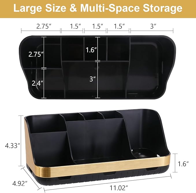 GFWARE Gold Toothbrush Holders for Bathrooms Countertop Organizer - Detachable 7 Slots Electric Toothbrush and Toothpaste Hol
