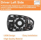 Senzeal Driver Side Heated Mirror Glass with Blind Spot Detection BLIS for Ford Fusion 2013 2014 2015 2016 2017 2018 2019 2020 2021 DS7Z17K707H DS7Z-17K707-H (No Auto Dimming)(Left Side)