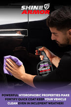 Car Wax Spray and Ceramic Coating for Cars - 3 in 1 Waterless Car Wash and Detailing - Quick Effect Coating Agent for Car - High Gloss Car Coating Spray, Shiny Car Stuff by Shine Armor - 24FlOz