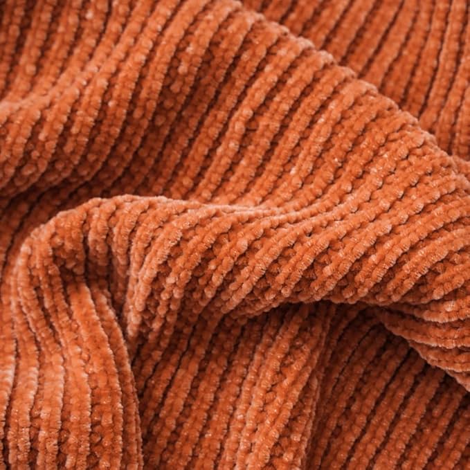 BATTILO HOME Rust Orange Throw Blanket for Couch, Soft Chenille Knit Throws with Tassels for Home Decor, Spring Caramel Throw