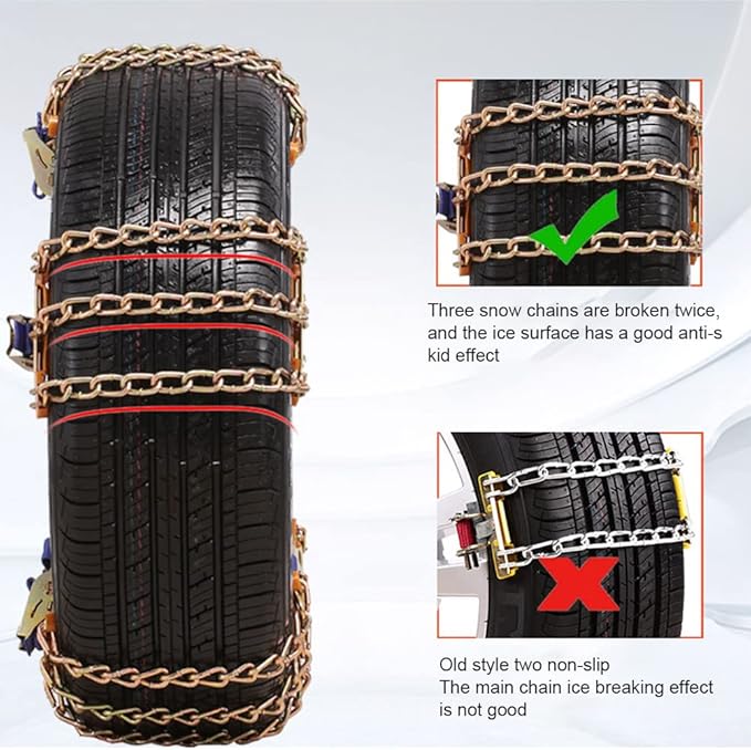 1 Pcs Tire Snow Chain, Snow Chain Car Anti Slip Tire Chains Anti Skid Tire Snow Chains for Car SUV Trucks (S 165-195mm)