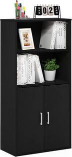 Furinno Pasir 4-Tier Storage Bookcase, Bookshelf, Multipurpose Shelf, Black Oak