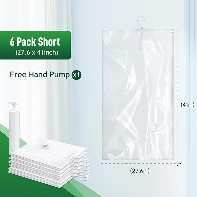 Hanging Vacuum Storage Bags For Clothes With Hand Pump,Coat Storage Bag Hanging,Vacuum Bags For Clothes,Space Saver Vacuum St