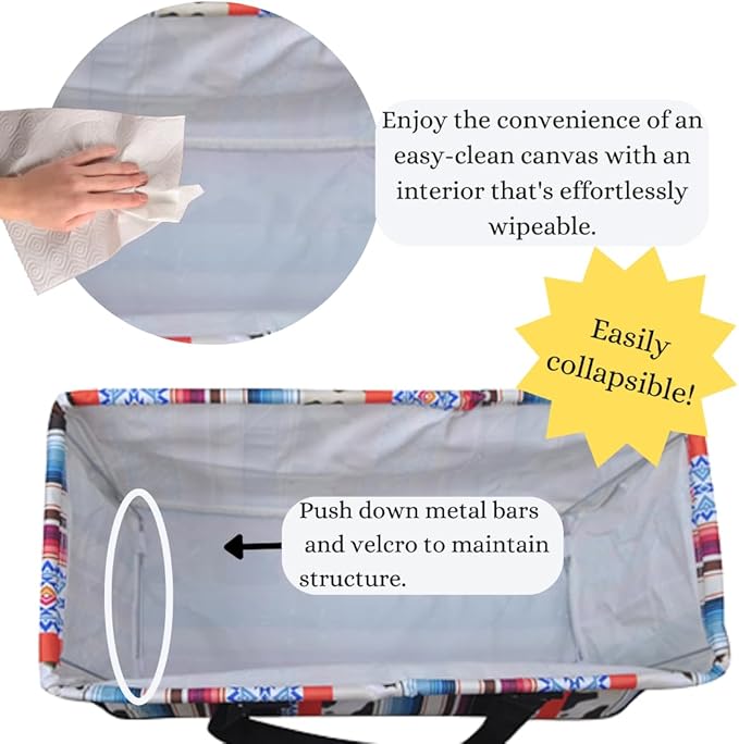 NGIL Extra Large Utility Tote Reusable Grocery Bag Oversized Collapsible for Groceries, Storage, Picnic, Beach (Retro Cow-black)