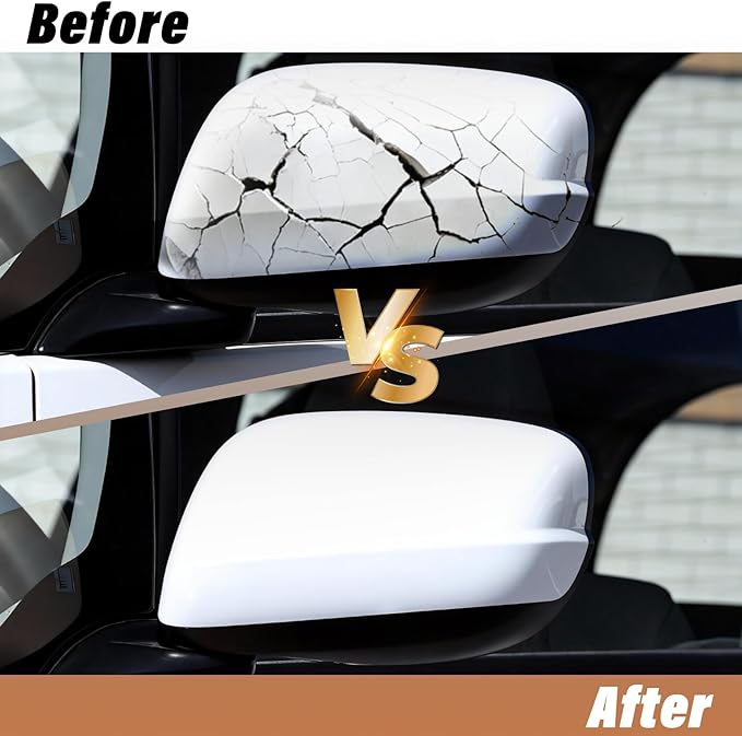 OWITAI Compatible with Honda Fit/Jazz Left Driver Side Mirror Cap Cover 2009 2010 2011 2012 2013, White Door Rearview Mirror Cover Replacement Without Turn Signal Light for Fit/Jazz