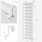 Whitmor 36 Pair Over The Door Shoe Organizer, 12 Tier Hanging Shoe Organizer, Heavy Duty Metal & Mesh Shoe Holder, Hanging Sh