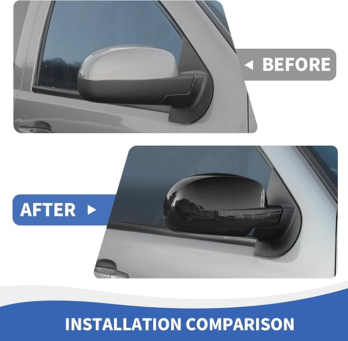 RAZPOY Rearview Mirror Cover Side Mirror Shell Trim Compatible with Chevy Silverado & Suburban & Tahoe & GMC-Yukon & GMC-Sierra & Cadillac Escalade 2007-2013, Carbon Fiber