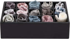 GOBAM Bamboo Closet Drawer Organizer, 15 Compartments - Drawer Divider & Storage Box for Ties, Bras, Briefs, Socks & Jewelry 