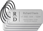 Personalized Luggage Tags for Suitcases 4 Pack - Stainless Steel Custom Luggage Tags for Backpacks & Bags, Sturdy, Waterproof
