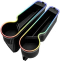 7 Color Led Car Seat Gap Organizer Car Seat Pocket Gap Filler with USB+C Charger,2 Pack Car Seat Gap Storage Console Side Gap Filler with Cigarette Lighter 2026 Fast Charger Seat Gap Filler (Black)