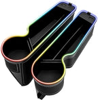 7 Color Led Car Seat Gap Organizer Car Seat Pocket Gap Filler with USB+C Charger,2 Pack Car Seat Gap Storage Console Side Gap Filler with Cigarette Lighter 2026 Fast Charger Seat Gap Filler (Black)