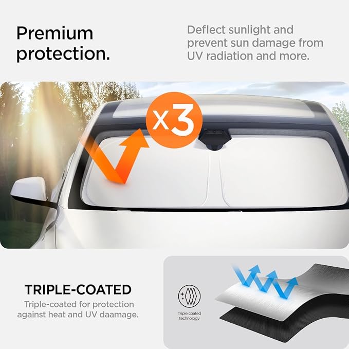 Spigen CryoShade Front Windshield Sunshade for All Tesla Model S 2025/24/23 (2012 to Current)