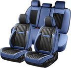 Coverado Car Seat Covers Full Set, Nappa Leather Seat Covers for Cars, Car Seat Cushion Car Seat Protector, Front and Back Se