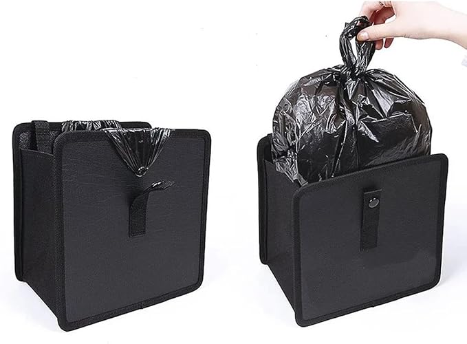 2 Pcs Large Size Car Backseat Organizer with 1 Pcs Trash Garbage Bag, Clear Screen Tablet Holder and 9 Storage Pockets,Foldable Seat Back Protectors for Toys Drinks Book ,Travel Accessories (Black)