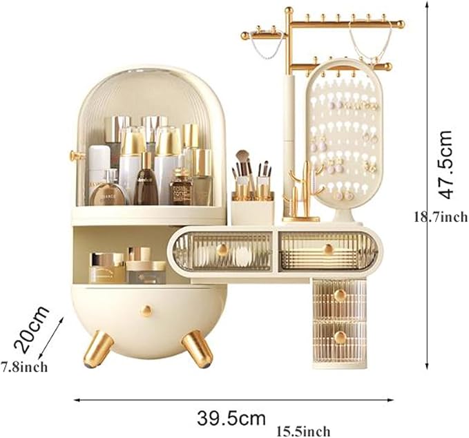 Makeup Organiser Storage Large Capacity Dressing Case Makeup Organizer, Cosmetic Storage Organizer with Drawers, Cabinet,Brus