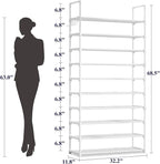 Kitsure Shoe Rack for Closet - 10-Tier Shoe Organizer with Hook Rack, Large-Capacity & Space-Saving Shoe Shelf for Entryway, 