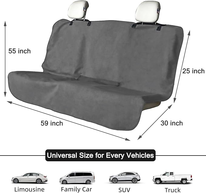 Waterproof Backseat Cover for Car Trucks Van SUV Jeep, Rear Bench Towel Seat Covers, Car Seat Protector for Gym Swimming, Uni