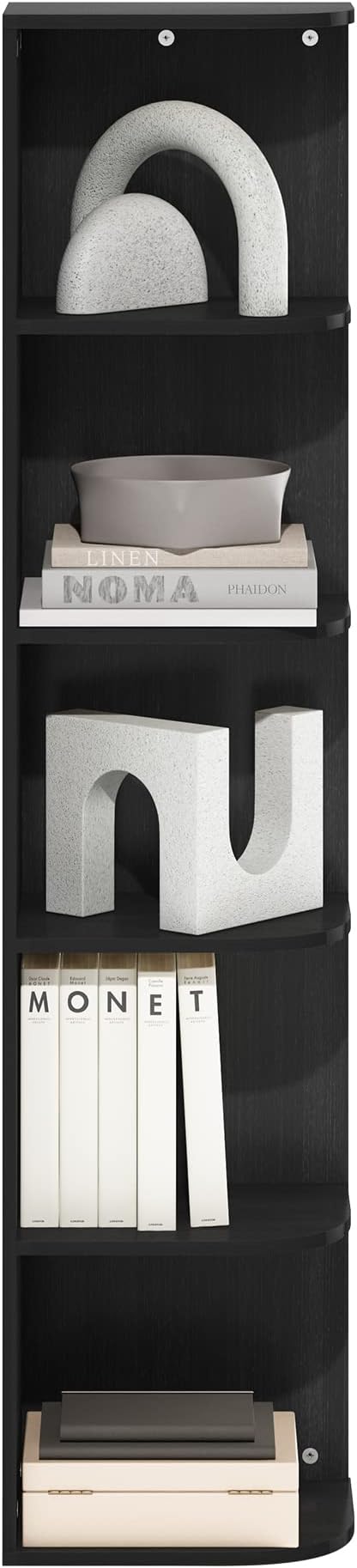 Furinno PASIR Book Shelf, 5-Tier Corner Bookshelf with Open Shelf, Standing Bookcase, 9.3 x 12 x 51.7, for Organization and S