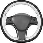 MEWANT Hand Stitched Real Leather Steering Wheel Cover for Tesla Model 3 2017-2023 / Model Y 2020-2023 for Tesla Model 3/Y Accessories(3D Style)