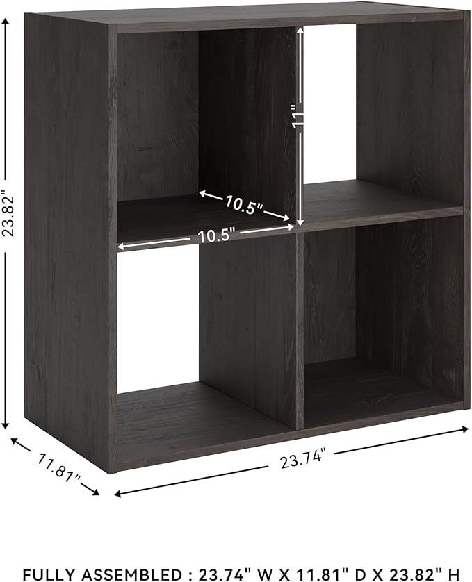 Signature Design by Ashley Piperton 4 Cube Storage Organizer or Bookcase, Charcoal