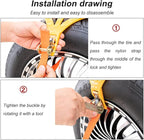 DATOUBOSS Universal Snow Chains 6pcs Car Anti-Skid Chains Thickness 8mm Adjustable Tire Chains for Cars/SUV/Truck Fit Tire Wi