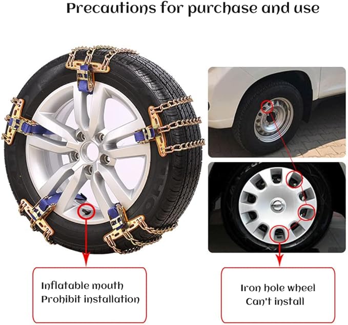1 Pcs Tire Snow Chain, Snow Chain Car Anti Slip Tire Chains Anti Skid Tire Snow Chains for Car SUV Trucks (S 165-195mm)