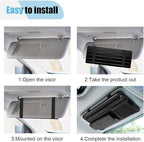 Suede Car Sun Visor Organizer with Multi-Pocket Net Zipper, Glasses Case, Sunglass Holder for Interior Accessories (Black)