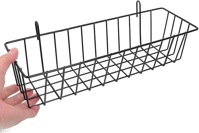 Ciieeo Wire Hanging Basket 12.4 Inch Multi-Purpose Grid Wall Storage Organizer Metal Hanging Basket for Kitchen Garage Worksh