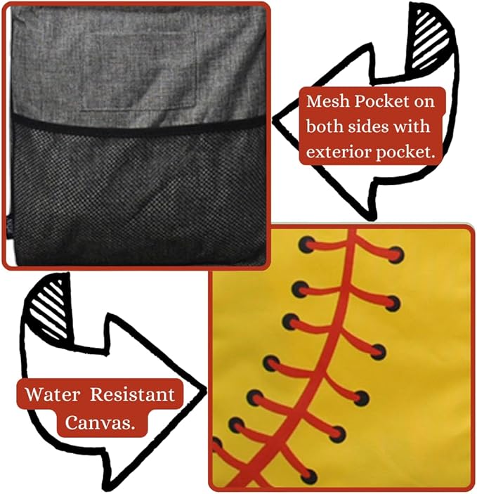 NGIL Extra Large Utility Tote Reusable Grocery Organizing Bag Oversized Collapsible for Storage, Picnic,Car, Beach (Softball-yellow)