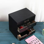 Wooden Storage Box Rustic Desktop Organizer with 4 Drawers Office Desk Accessories Shelf Small Craft Storage Containers Apoth